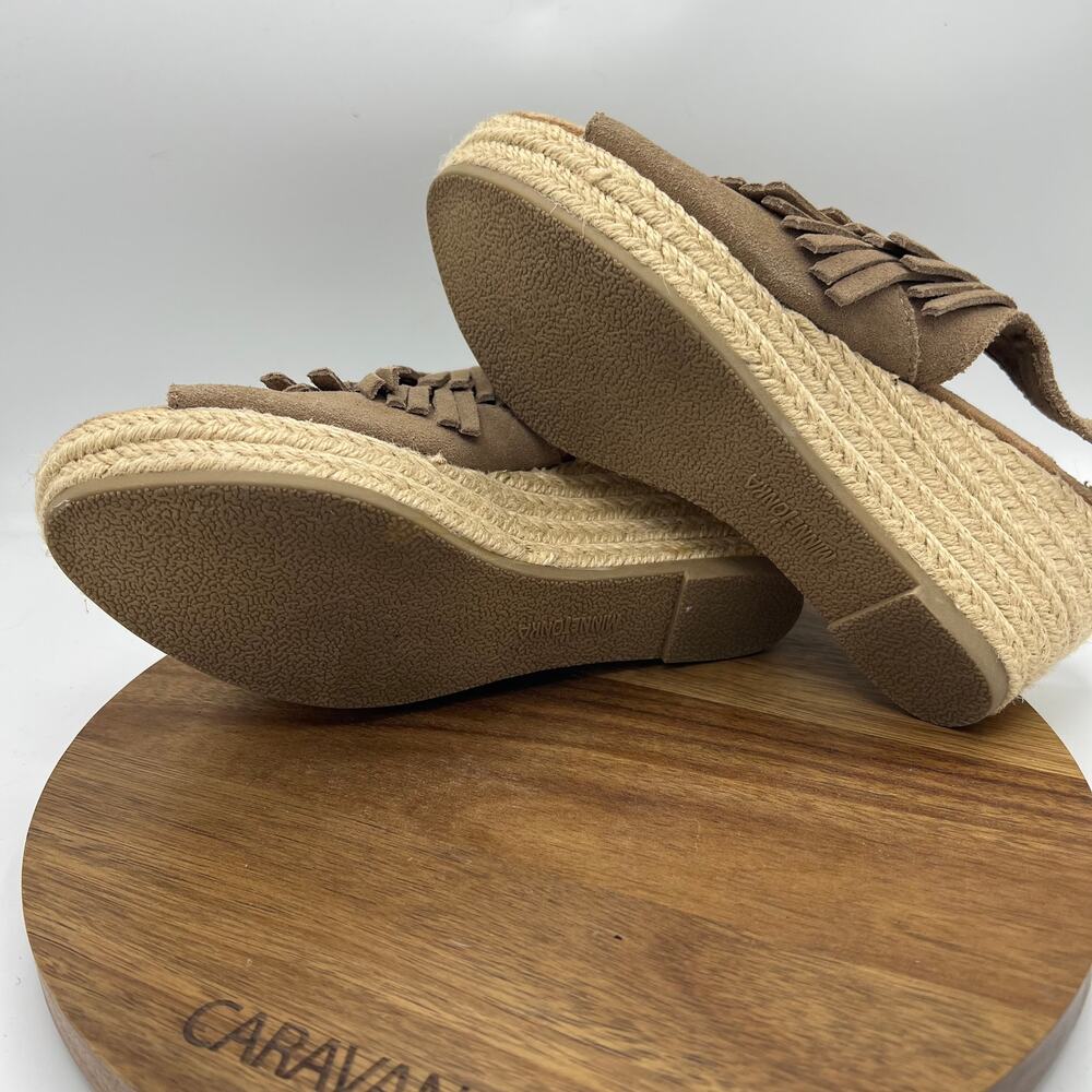 Minnetonka Tan Suede Fringe Espadrille Sandals Women's Size 8 - Picture 5 of 6